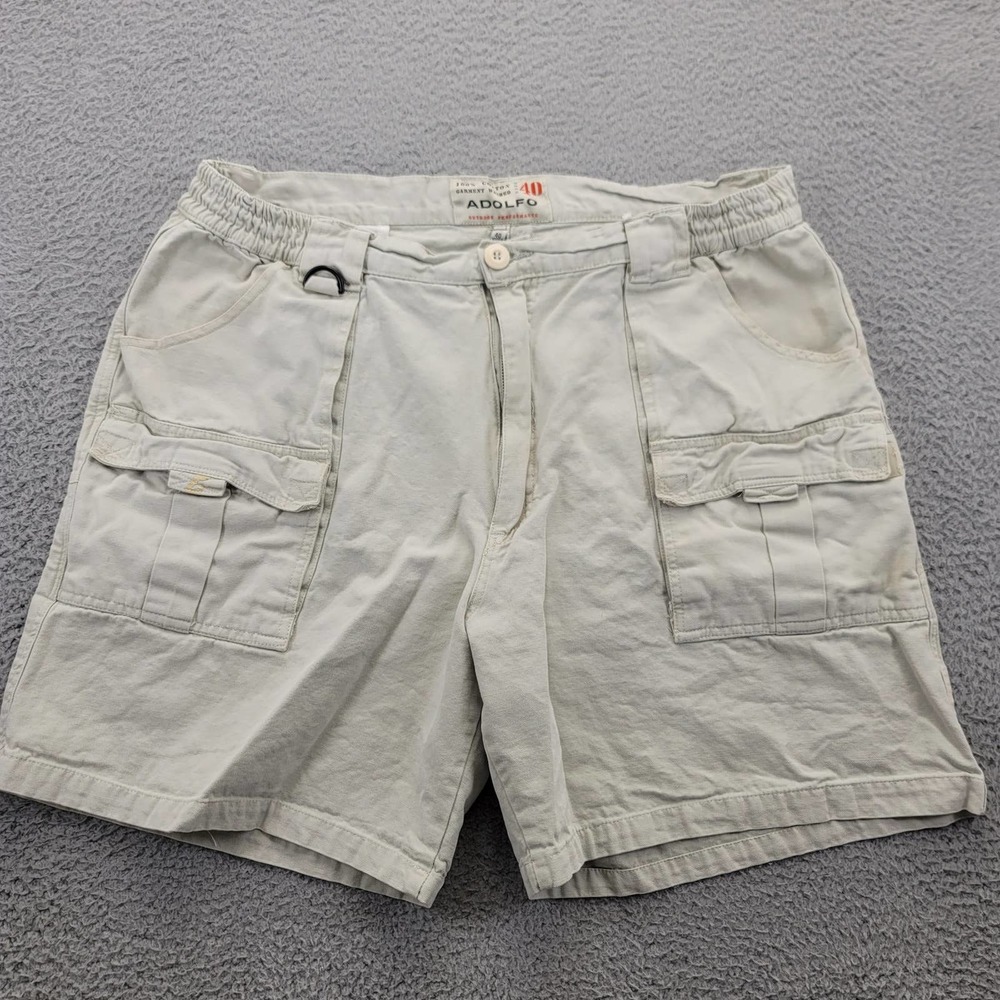 Adolfo Shorts Mens 40 Tan‎ Cargo Outdoor Flat Front Pockets Campcore Hiking Fish